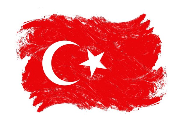 Bandeira da Turquia em fundo de pincel branco grunge angustiado