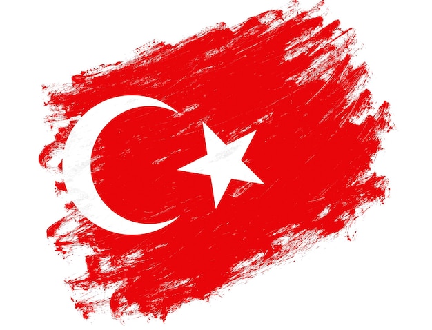 Bandeira da turquia pintada em um fundo branco de pincelada grunge