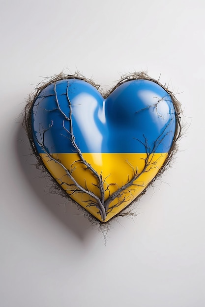 Bandeira da Ucrânia dentro de uma forma de coração símbolo do país ucraniano
