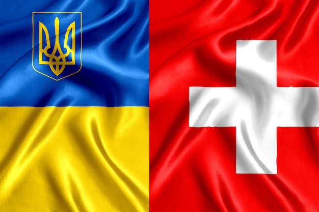 Bandeira da Ucrânia e Suíça