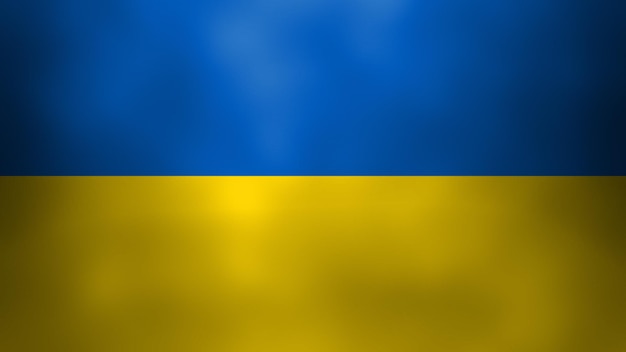 Foto bandeira da ucrânia independente fundo amarelo e azul