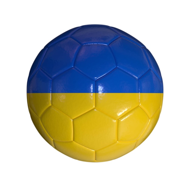Bandeira da Ucrânia na bola de futebol e fundo transparente