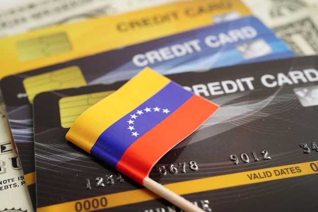 Bandeira da Venezuela em cartão de crédito finanças economia comércio compras negócios on-line