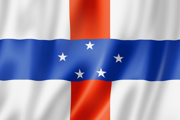 Foto bandeira das antilhas holandesas. coleção de banner acenando. ilustração 3d