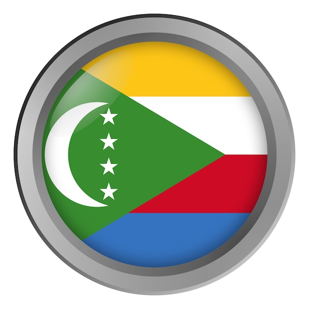 Bandeira das Comores redonda como um botão