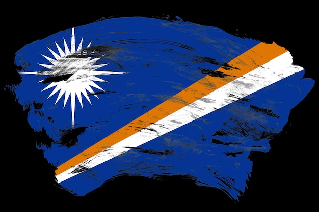 Bandeira das ilhas Marshall em fundo de pincel de traçado preto angustiado