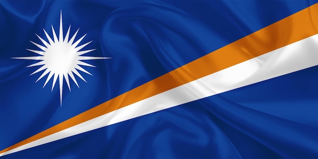 Bandeira das Ilhas Marshall voando no ar