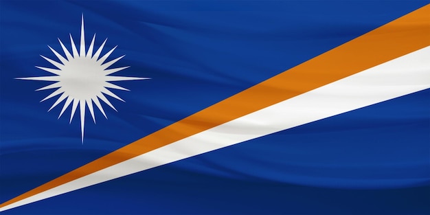 Bandeira das Ilhas Marshall voando no ar