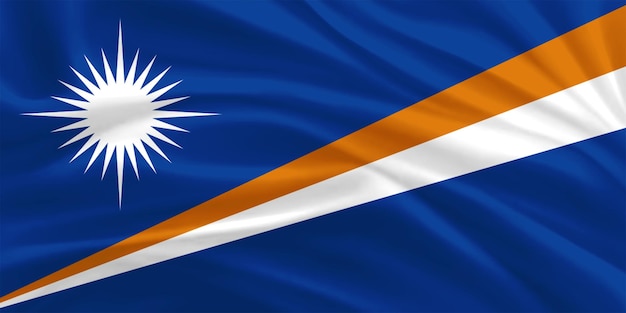 Bandeira das Ilhas Marshall voando no ar
