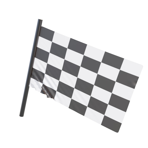 Bandeira de acabamento 3D ícone isolado renderização de ilustração