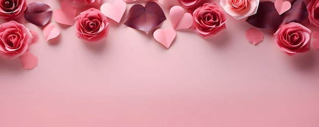 Bandeira de amor para o Dia dos Namorados, design de doces corações e rosas.
