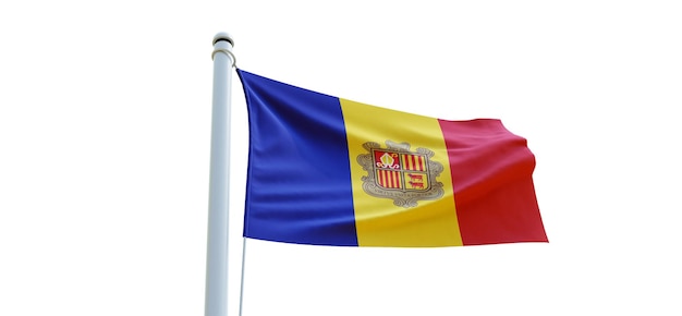 Bandeira de andorra 3d Flag em um fundo branco