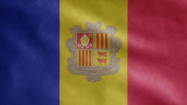 Bandeira de Andorra balançando ao vento