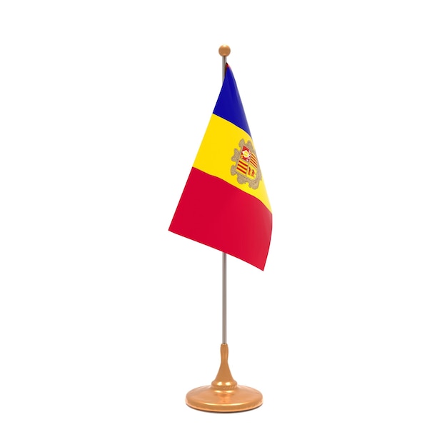 Bandeira de Andorra no fundo branco