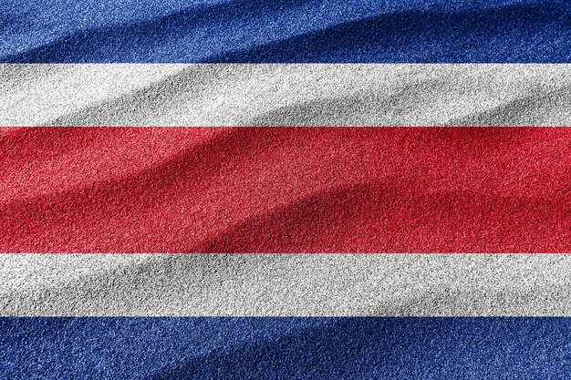 Bandeira de areia da Costa Rica, fundo de areia da bandeira nacional