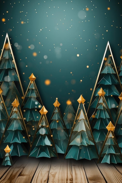 Bandeira de árvore de Natal Xmas luxo horizontal ilustração verde dourado fundo de bandeira de Natal feliz Generative ai