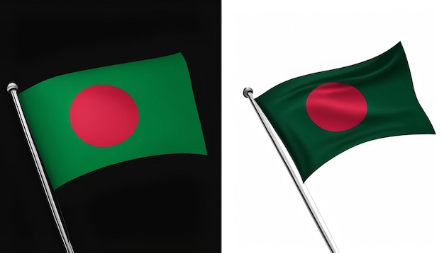 Bandeira de Bangladesh em fundos brancos e pretos