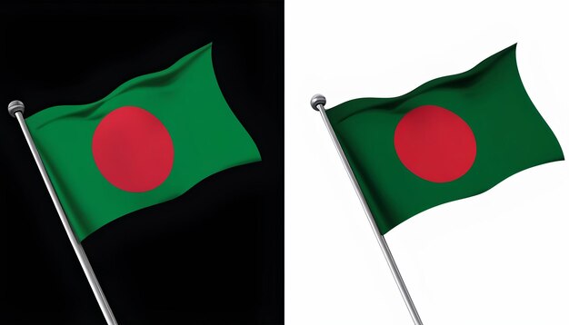 Bandeira de Bangladesh em fundos brancos e pretos