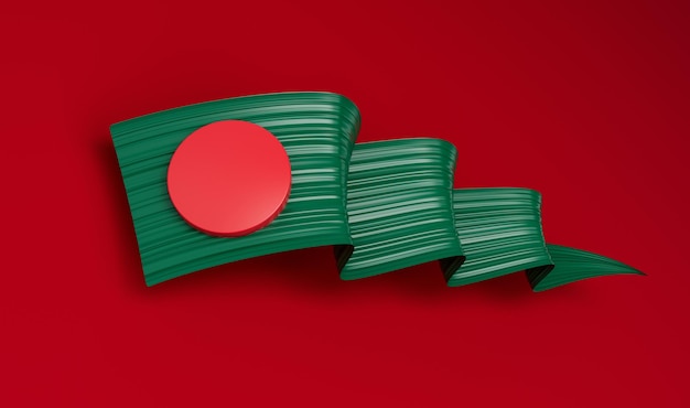 Bandeira de Bangladesh isolada no Dia da Independência Nacional Vermelho da ilustração 3d de Bangladesh