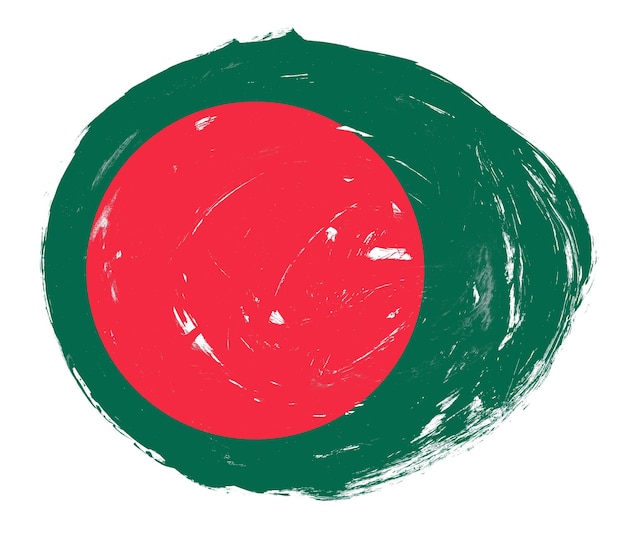 Bandeira de Bangladesh pintada em um fundo de pincel de traçado branco angustiado