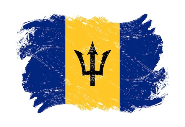 Bandeira de Barbados em fundo de pincel branco grunge angustiado