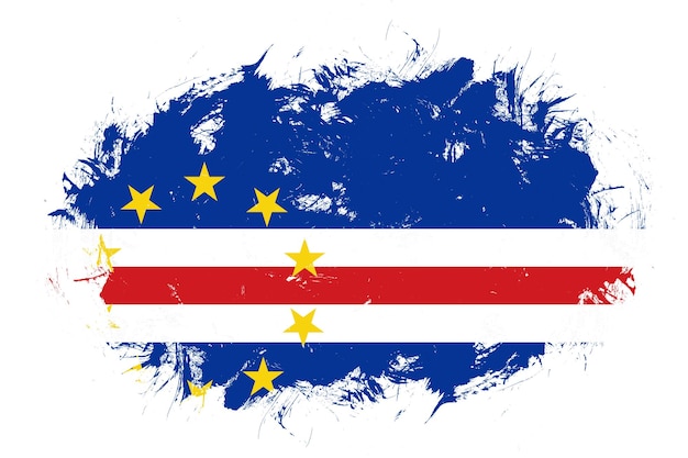 Bandeira de cabo verde no fundo de pincel de traçado abstrato