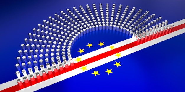 Bandeira de Cabo Verde votando ilustração 3D do conceito de eleição parlamentar