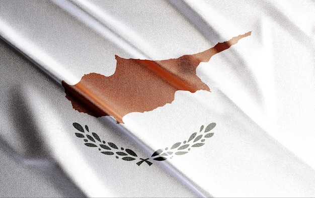 Bandeira de Chipre 3d, bela bandeira do país no mundo, plano de fundo, banner, postr, resumo. - imagem