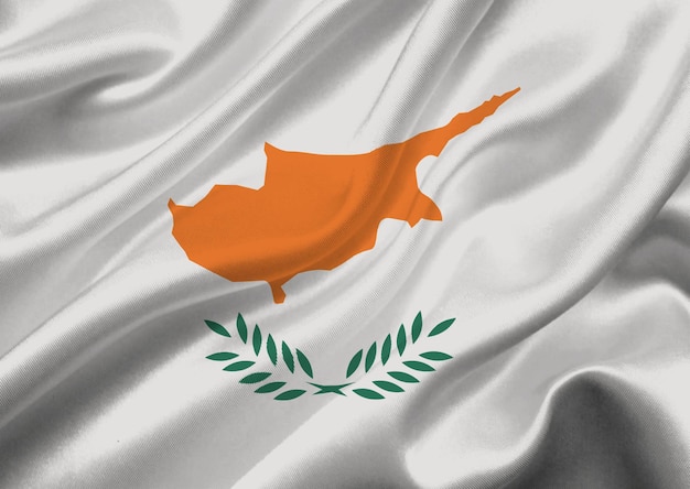 Bandeira de Chipre a agitar no vento