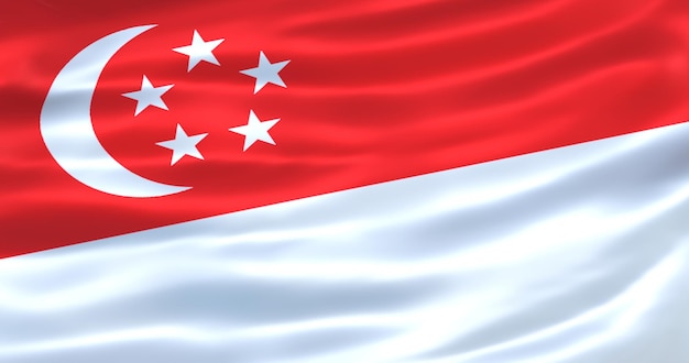 bandeira de Cingapura render metálico 3d