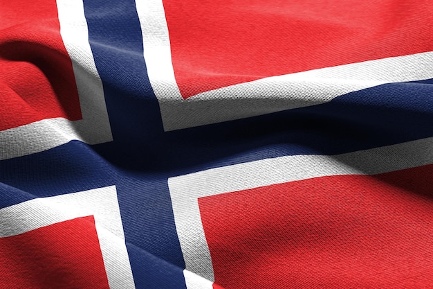 Bandeira de closeup de ilustração 3D da Noruega