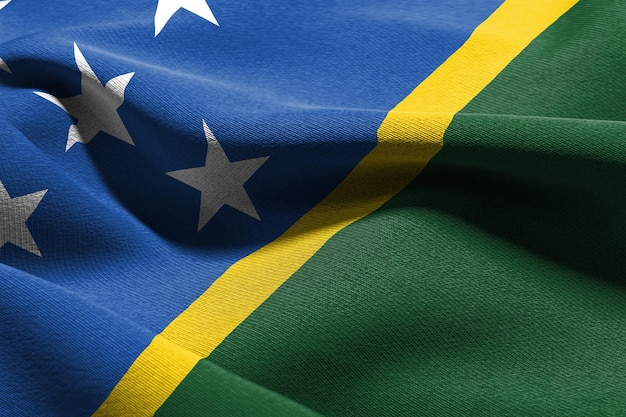 Bandeira de closeup de ilustração 3D das Ilhas Salomão