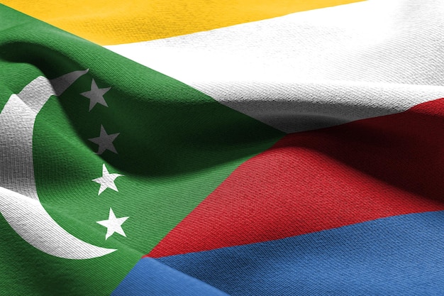 Bandeira de closeup de ilustração 3D de Comores