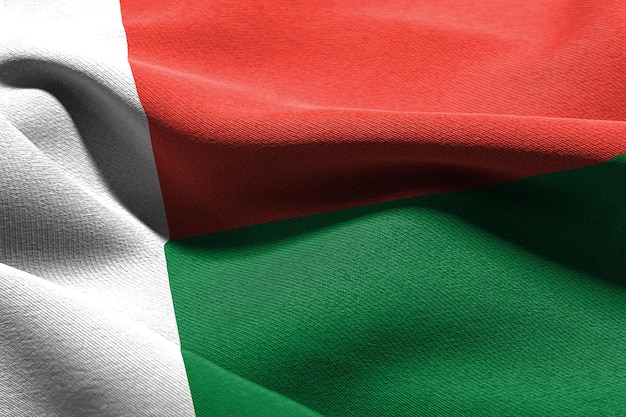 Bandeira de closeup de ilustração 3D de Madagascar
