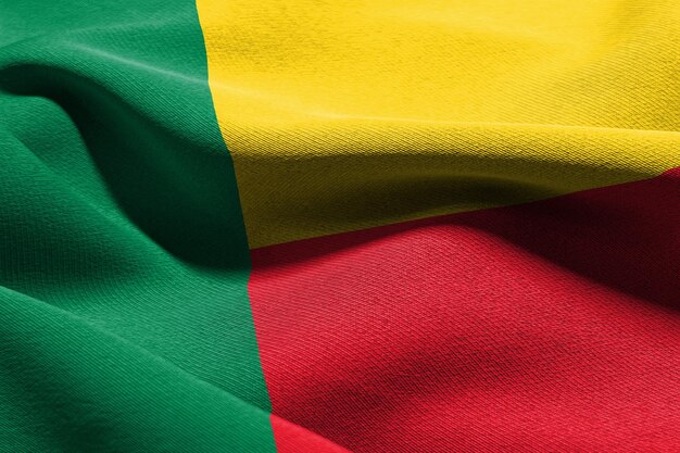 Bandeira de closeup de ilustração 3d do benin