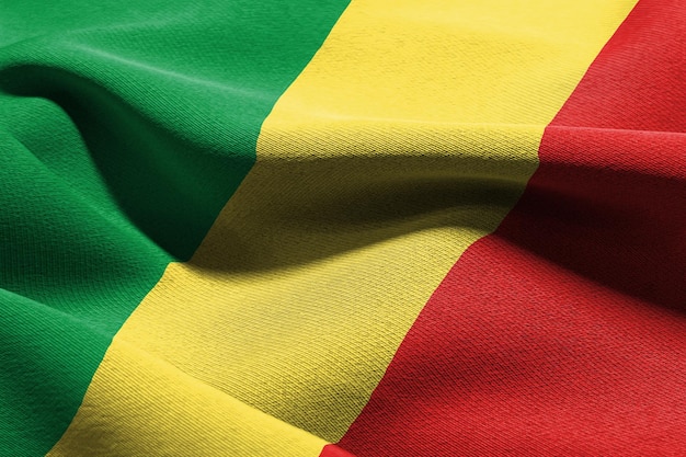 Bandeira de closeup de ilustração 3D do Congo
