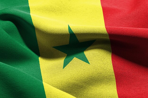 Bandeira de closeup de ilustração 3D do Senegal