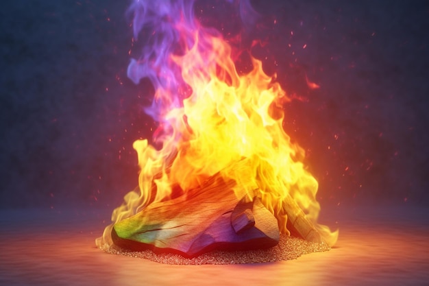 bandeira de cor arco-íris queimando no fogo