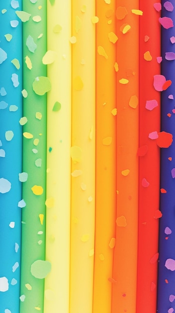 Bandeira de cores LGBT criada com canetas multicoloridas em fundo de arco-íris Papel de parede móvel vertical
