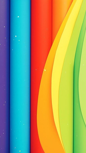 Bandeira de cores LGBT criada com canetas multicoloridas em fundo de arco-íris Papel de parede móvel vertical