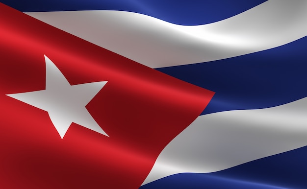 Bandeira de Cuba. Ilustração da bandeira cubana acenando.