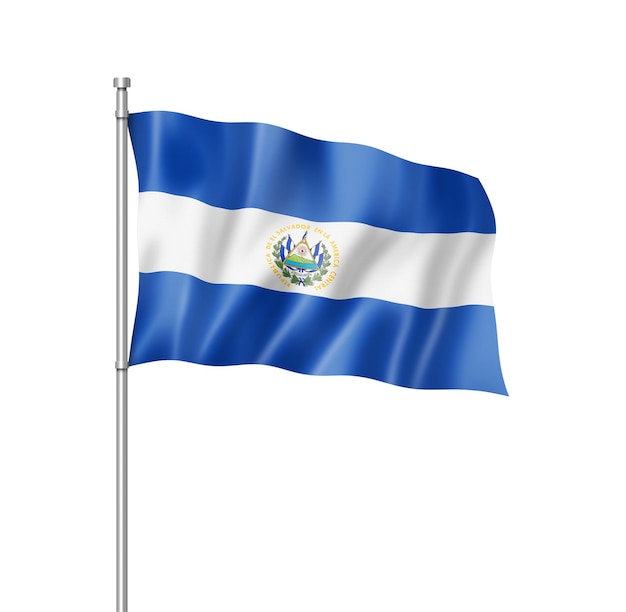 Bandeira de El Salvador, renderização tridimensional, isolada em branco