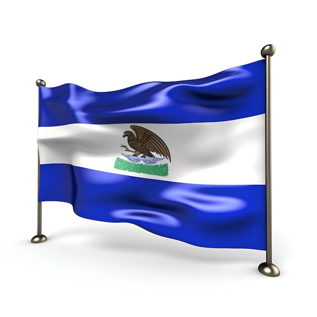 Bandeira de El Salvador tremulando ao vento imagem 3d