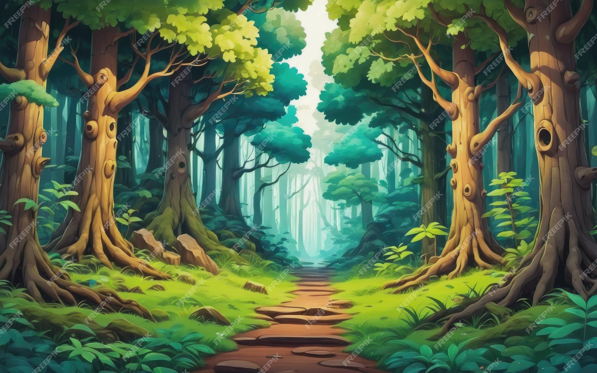 Fundos de floresta de anime, anime de floresta papel de parede HD