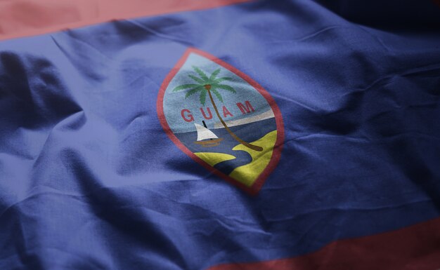 Foto bandeira de guam amarrotada close up