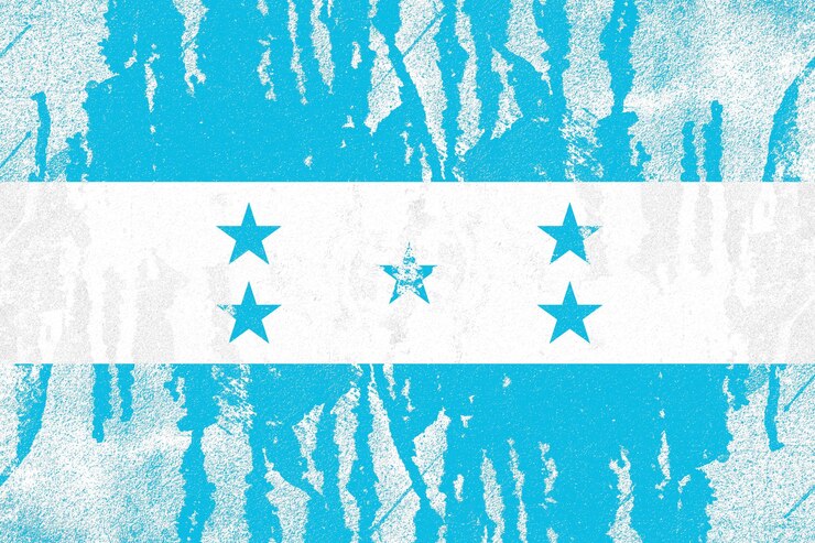 Bandeira de honduras pintada no antigo fundo de parede de concreto angustiado
