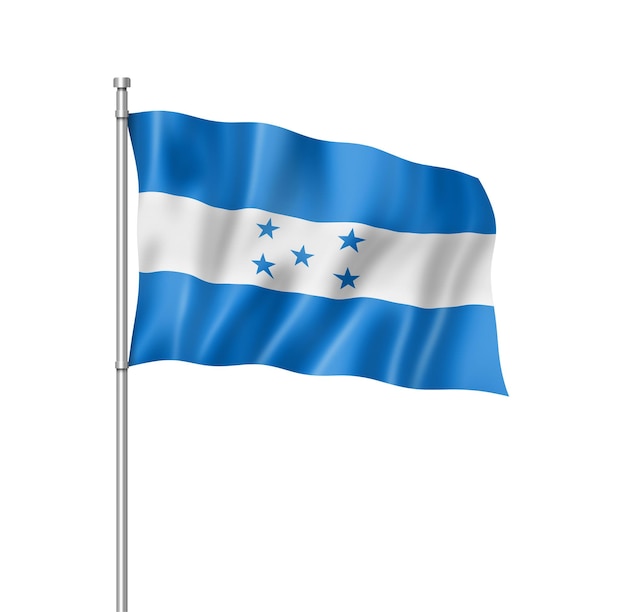 Bandeira de Honduras tridimensional renderização isolada em branco