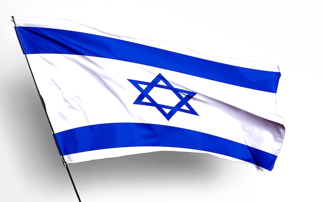 bandeira de israel 3D e imagem de fundo branco