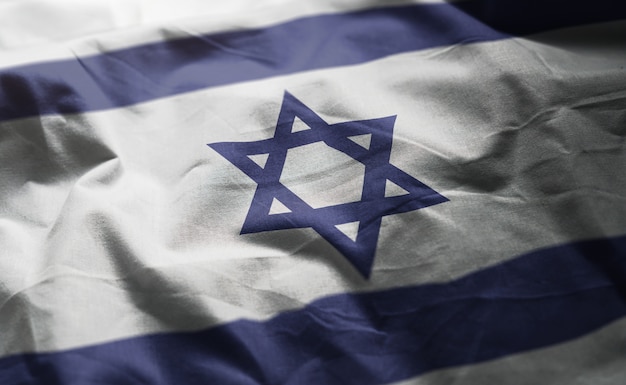 Bandeira de israel amarrotada close up