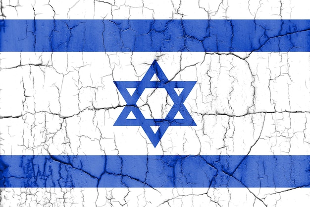 Bandeira de Israel em plano de fundo texturizado de parede rachada